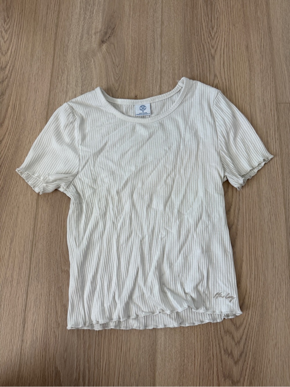 Hurley Cream Ribbed Short Sleeve Tee